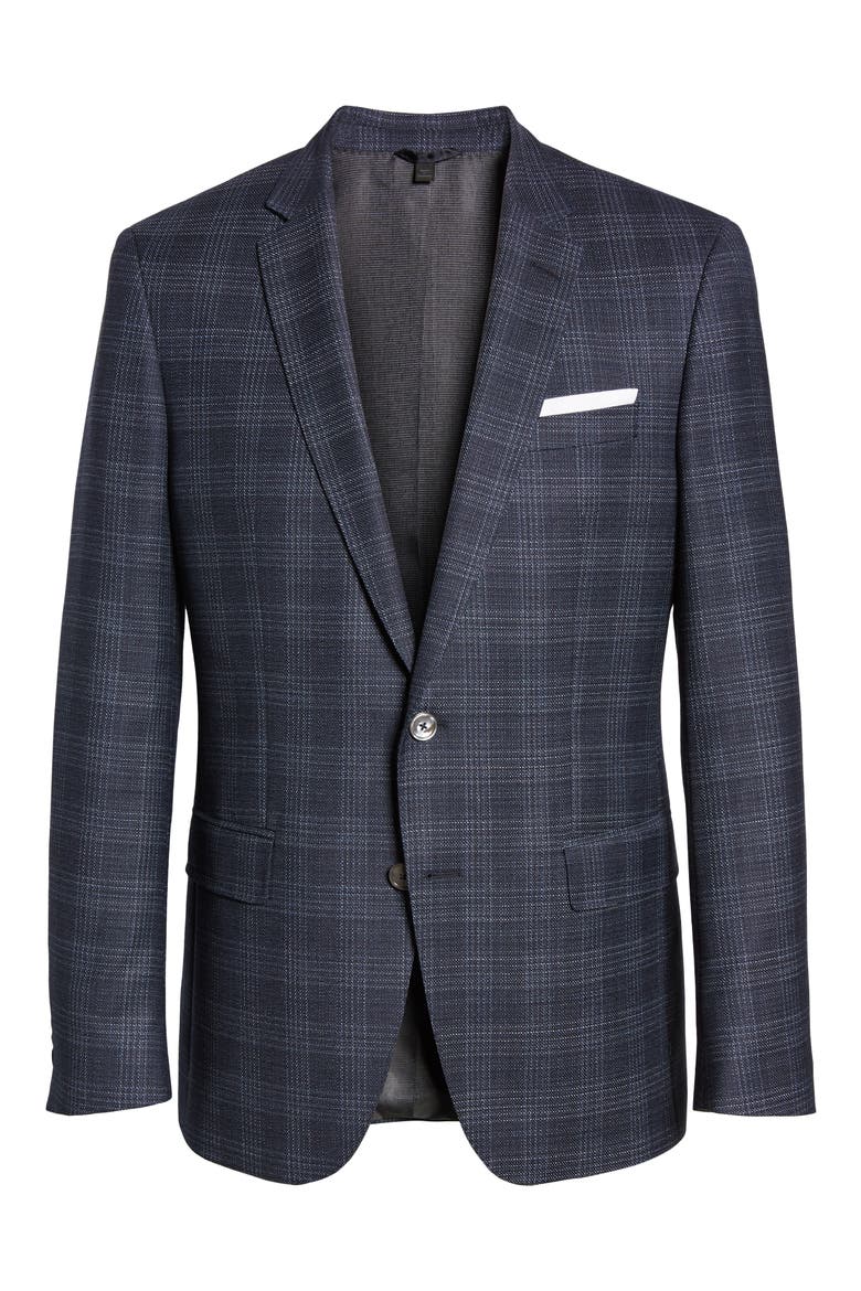 Hutsons Slim Fit Check Virgin Wool Sport Coat, Alternate, color, LIGHT/ PASTEL BLUE