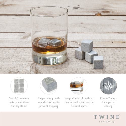Twine Glacier Rock Cooling Stones Set Of 6 In Grey