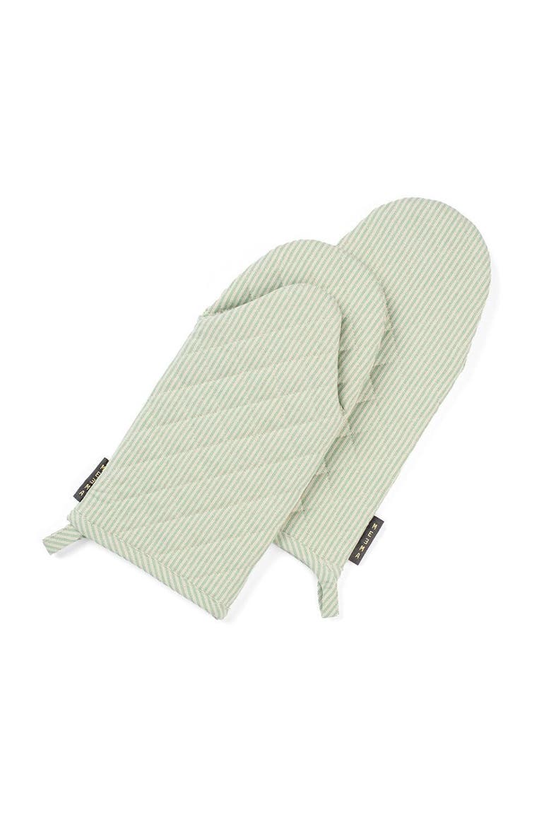 Oven Mitts - Set of 2, Main, color, Sage Green Pinstriped