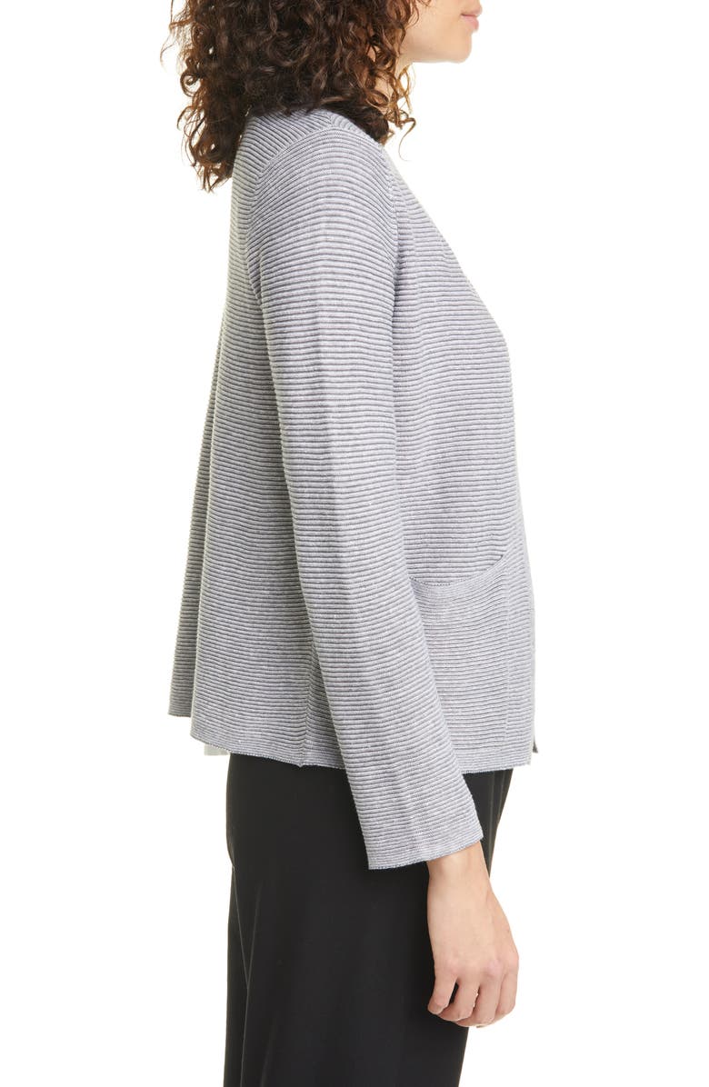 Eileen Fisher Ribbed Organic Linen & Cotton Cardigan, Alternate, color,