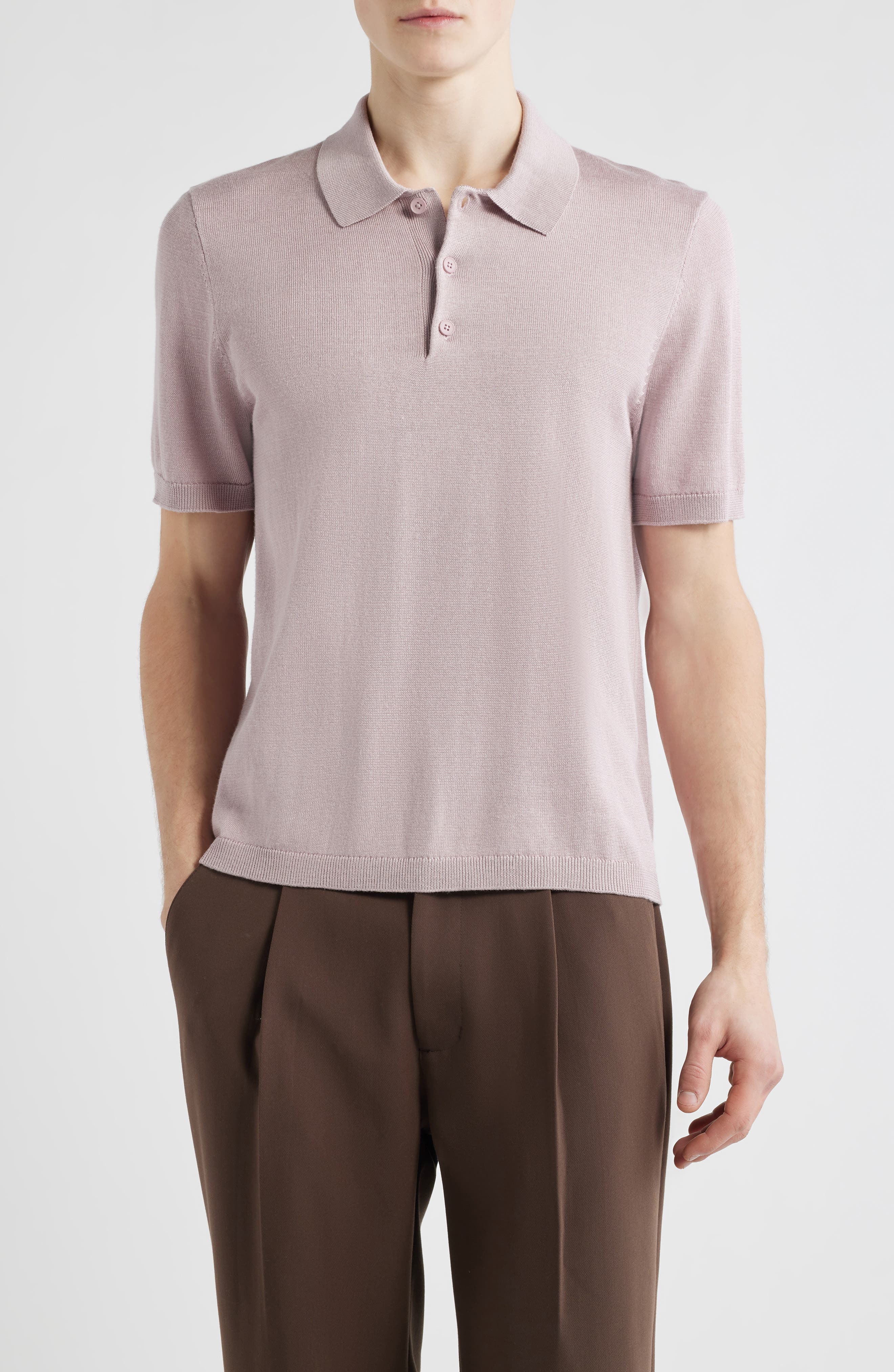 Solid Cotton Blend Polo Sweater - image 3