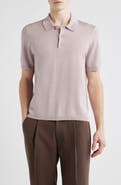 Open Edit Solid Cotton Blend Polo Sweater
