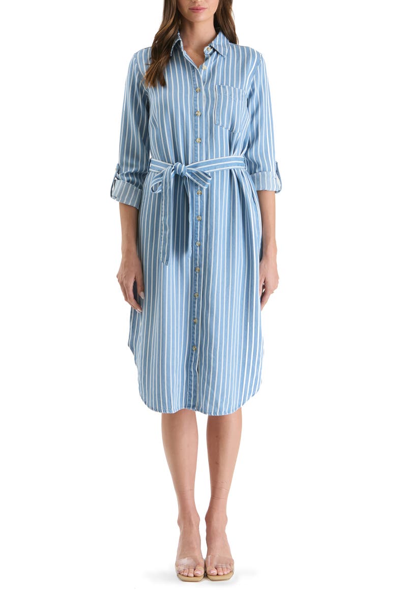 Stripe Long Sleeve Chambray Shirtdress, Main, color, CHAMBRAY MULTI