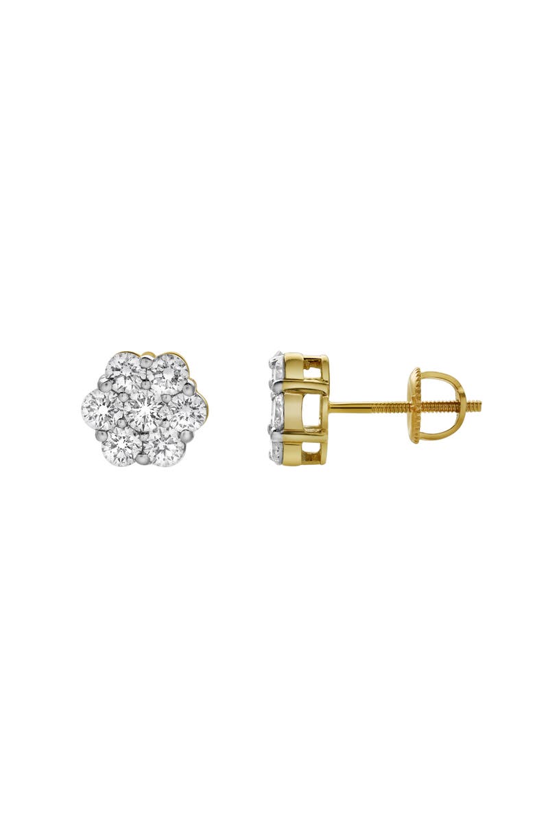 LuvMyJewelry Meadow 14K Yellow Gold Cluster Lab Grown Diamond Unisex Earrings - 1.28 Cts, Alternate, color, 14K Yellow Gold
