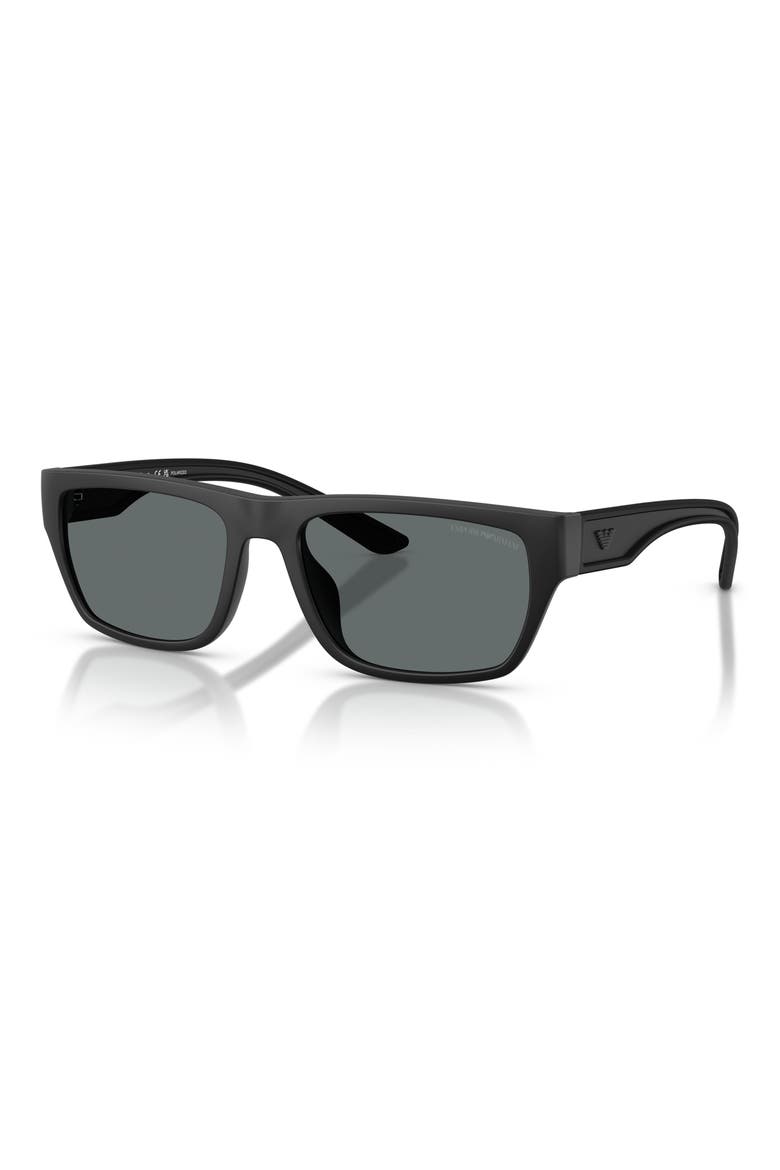 57mm Polarized Pillow Sunglasses, Alternate, color, MATTE BLACK / DARK GREY