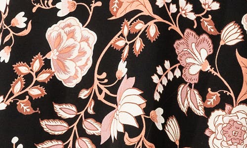 Gibsonlook Floral Print Puff Sleeve Blouse In Brown