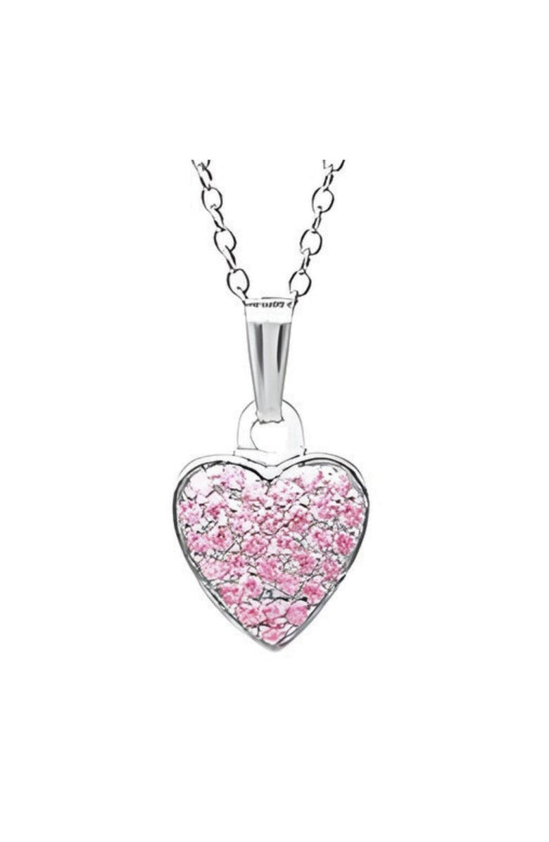 Mia Belle Girls Sparkle Heart Pendant Necklace, Main, color, Metallic Silver