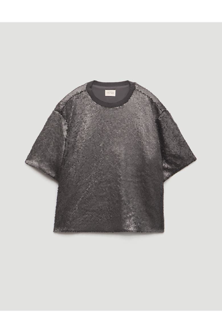 Holly Matte Sequin T-Shirt, Alternate, color, Gunmetal Grey