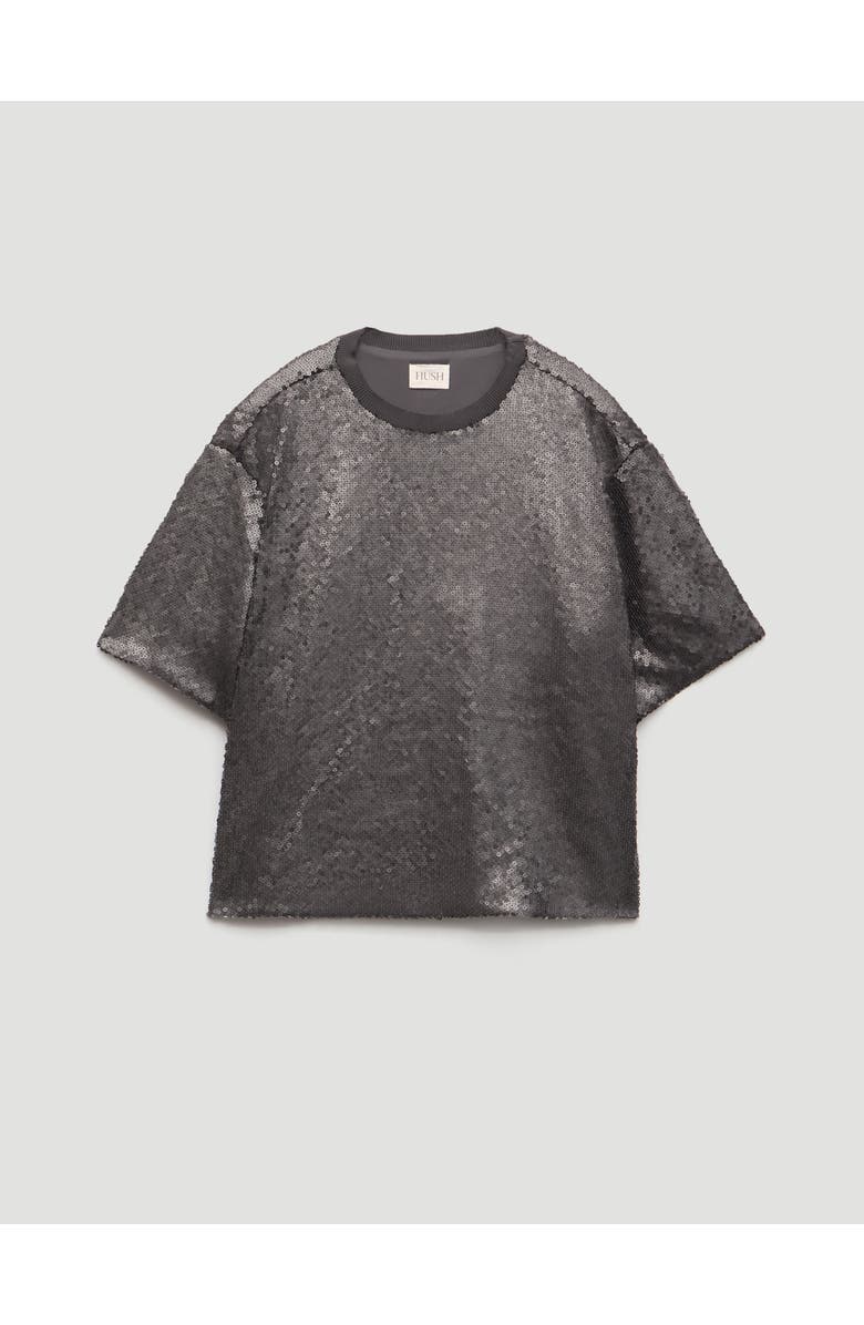 Hush Holly Matte Sequin T-Shirt, Alternate, color, Gunmetal Grey