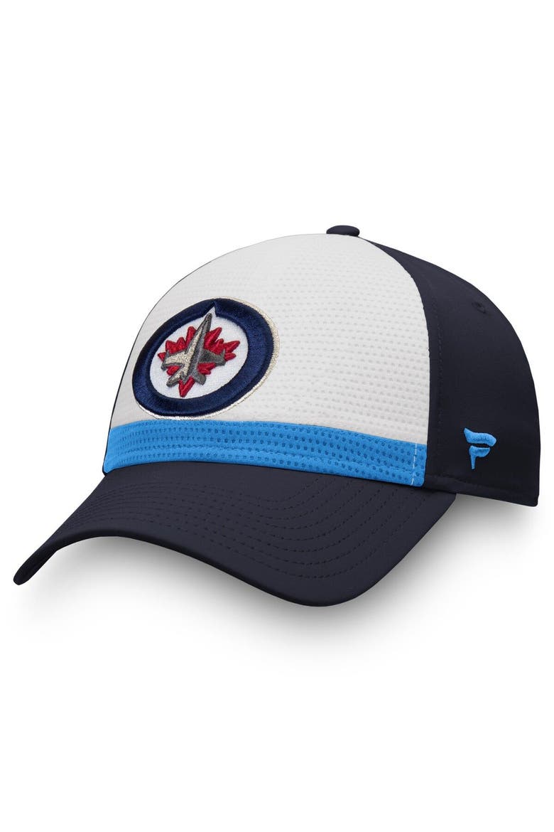 Men's Fanatics Branded White/Navy Winnipeg Jets Breakaway Current Jersey Flex Hat, Main, color, White