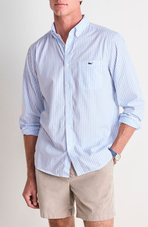 Seabird Stripe Perfect Wash Classic Fit Cotton Button-Down Shirt
