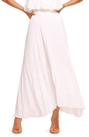 Ramy Brook Winifred Pleated Asymmetric Maxi Skirt In White