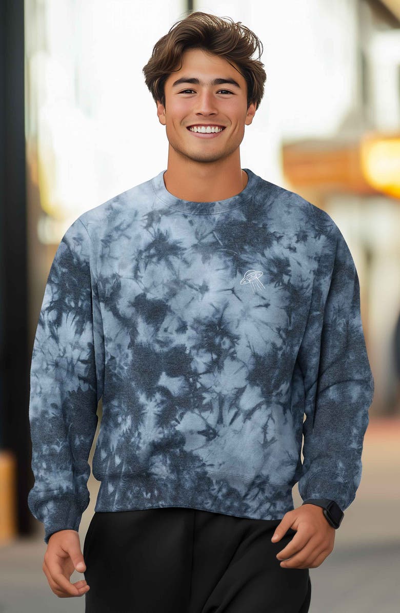 Dalix UFO Tie Dye Crewneck Sweatshirt, Alternate, color, Tie Dye Black