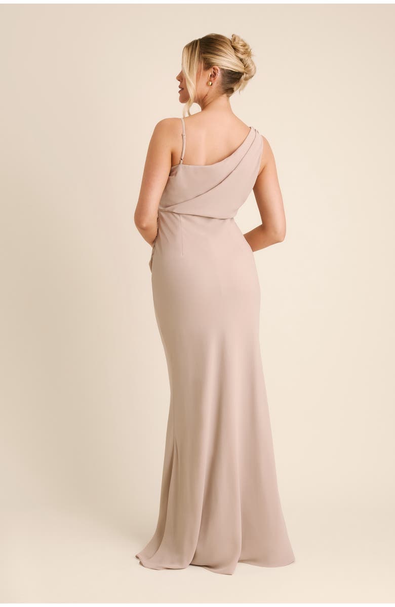 Six Stories Cowl Front Chiffon Bridesmaid Dress, Alternate, color, Truffle