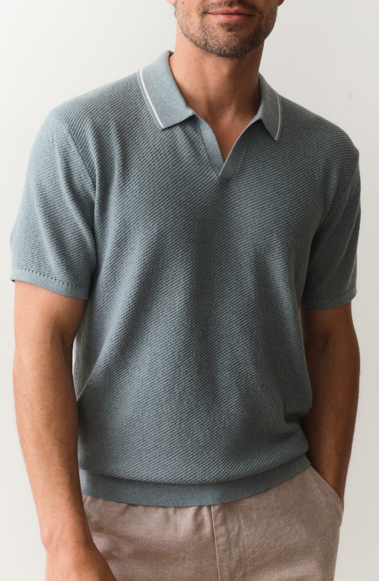 Marine Layer Greyson Short Sleeve Polo Sweater, Main, color, Slate
