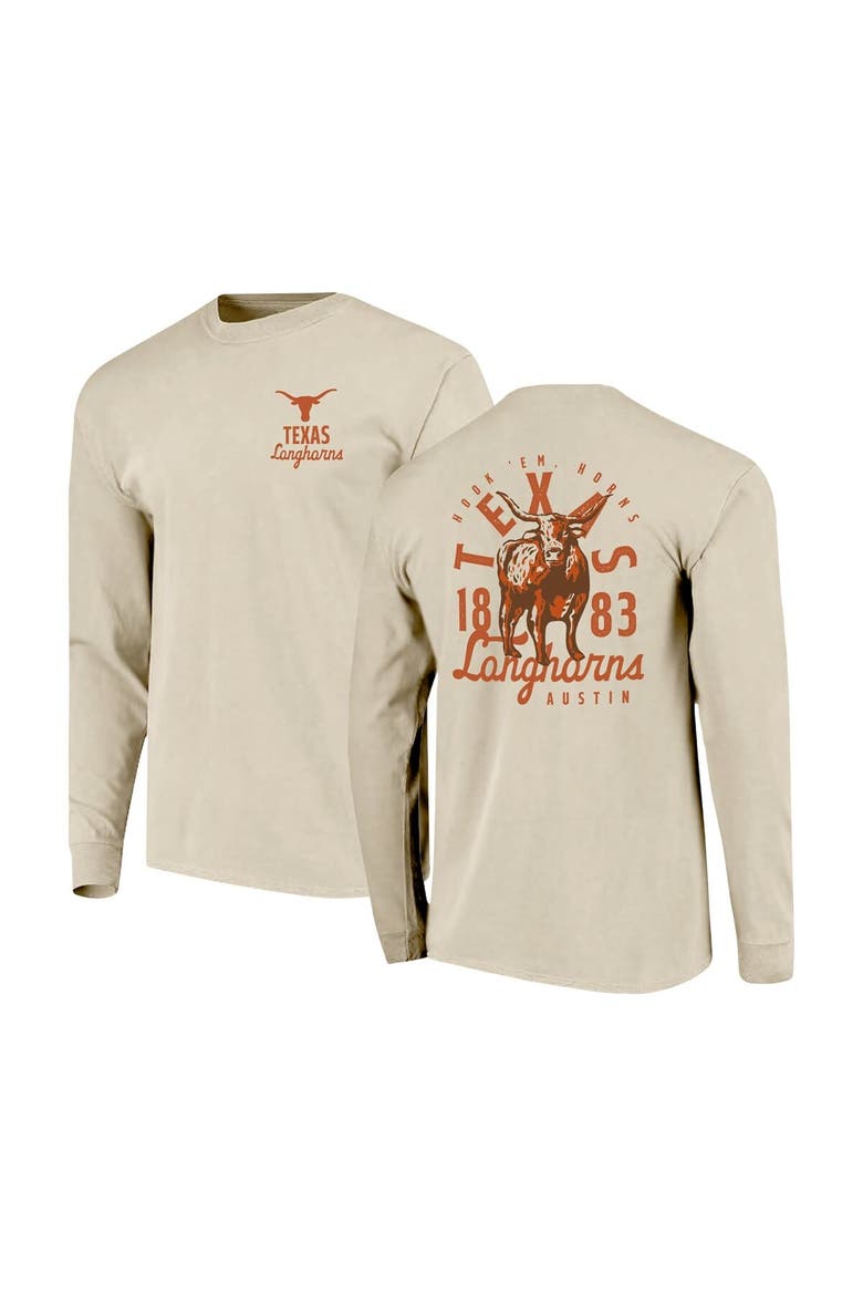 Men's Natural Texas Longhorns Comfort Colors Mascot Overlay Long Sleeve T-Shirt, Main, color, Natural