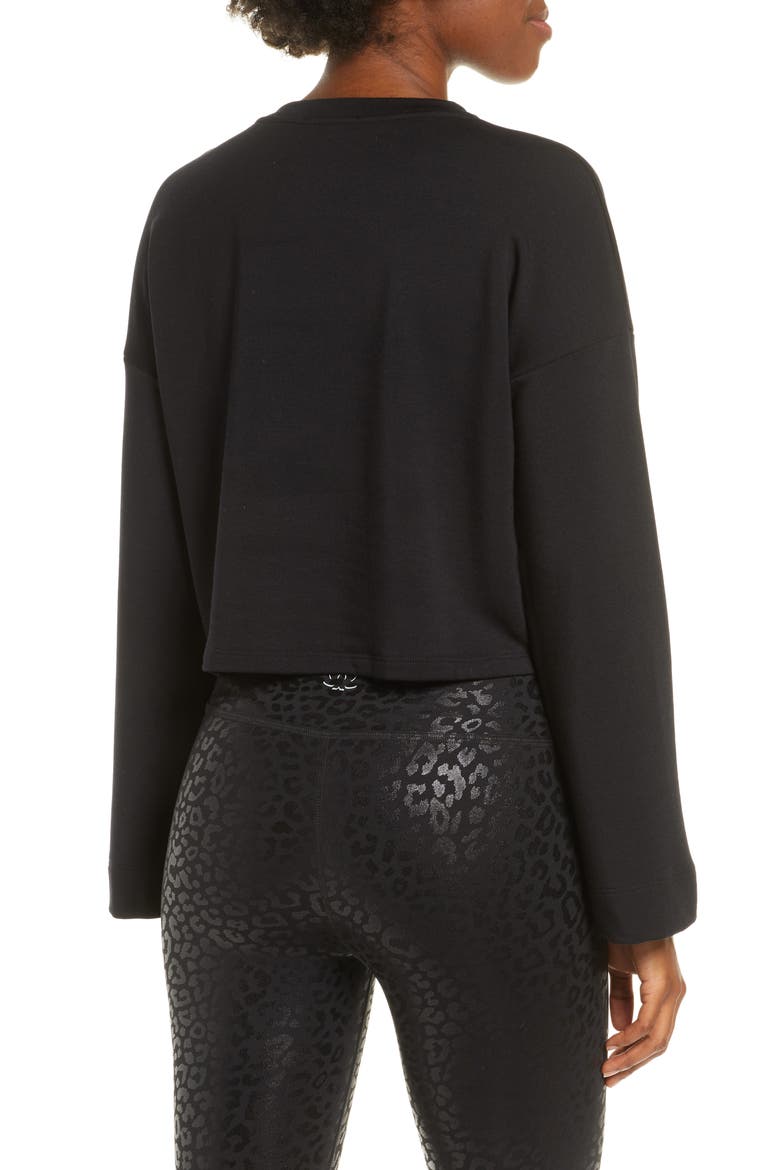 Tunnel Sleeve Crop Pullover, Alternate, color, BLACK