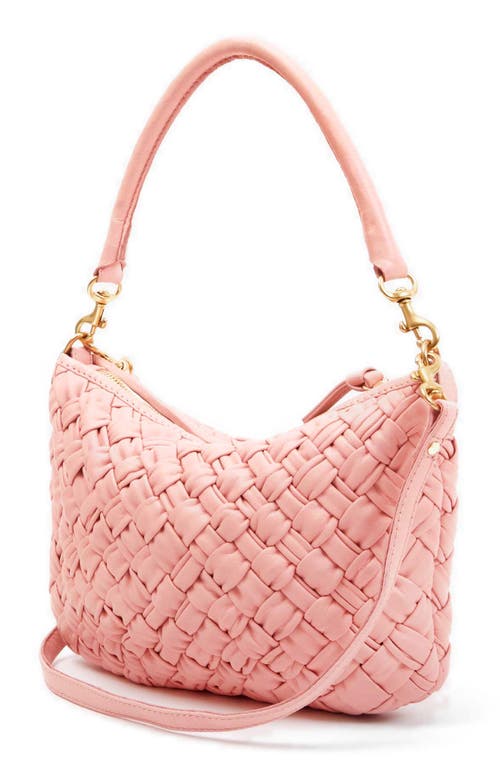 Clare V . Petit Moyen Woven Leather Messenger Bag In Blush Puffy Woven