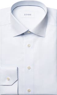 Eton Contemporary Fit Pinstripe Cotton Twill Dress Shirt