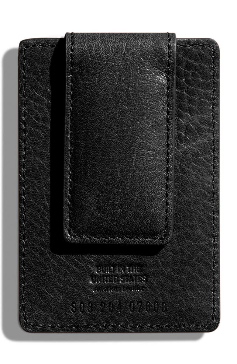 Shinola Money Clip Card Case, Main, color, Black