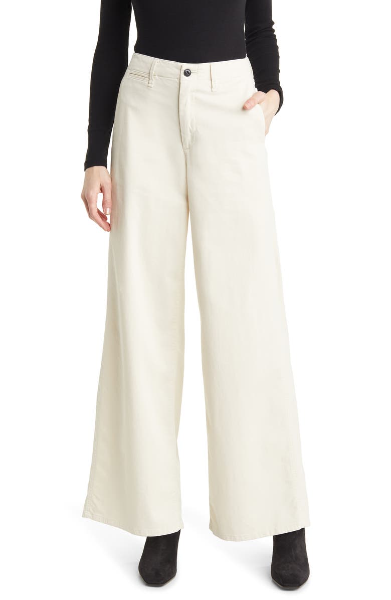 rag & bone Sofie Stretch Cotton Wide Leg Chinos, Main, color, Turtledove