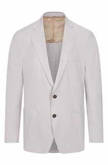 Beige Slub Wool & Silk Blend Sport Coat