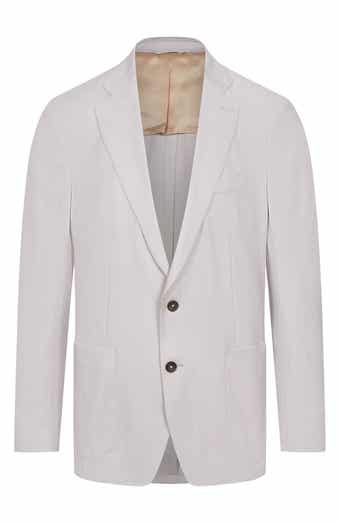 Beige Slub Wool & Silk Blend Sport Coat
