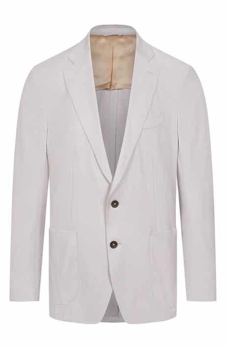 Beige Slub Wool & Silk Blend Sport Coat