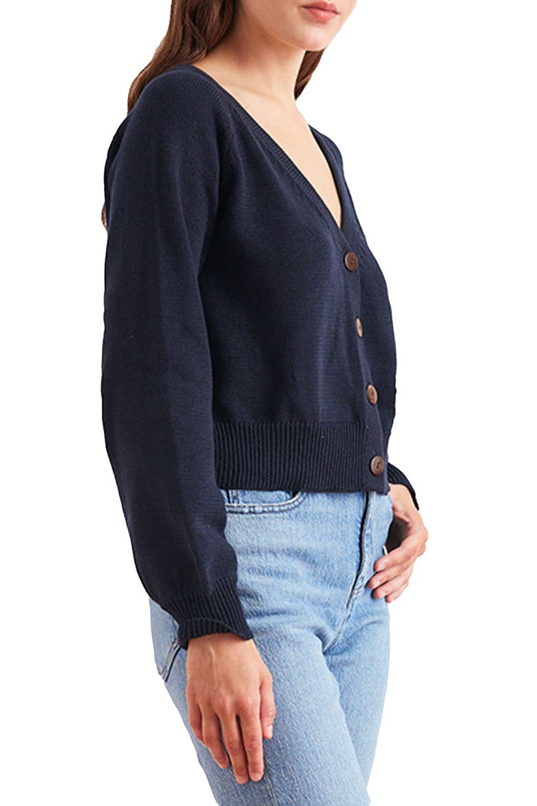 Greta Cropped Cotton Cardigan, Alternate, color, Midnight Navy