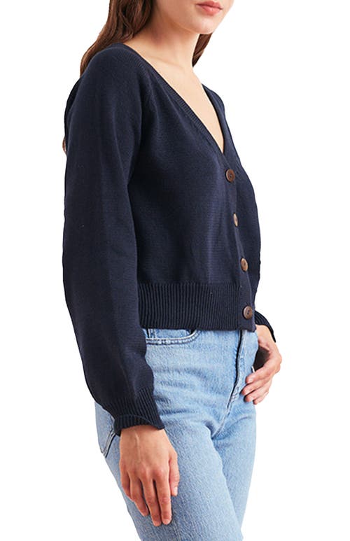 Paneros Clothing Greta Cropped Cotton Cardigan In Blue
