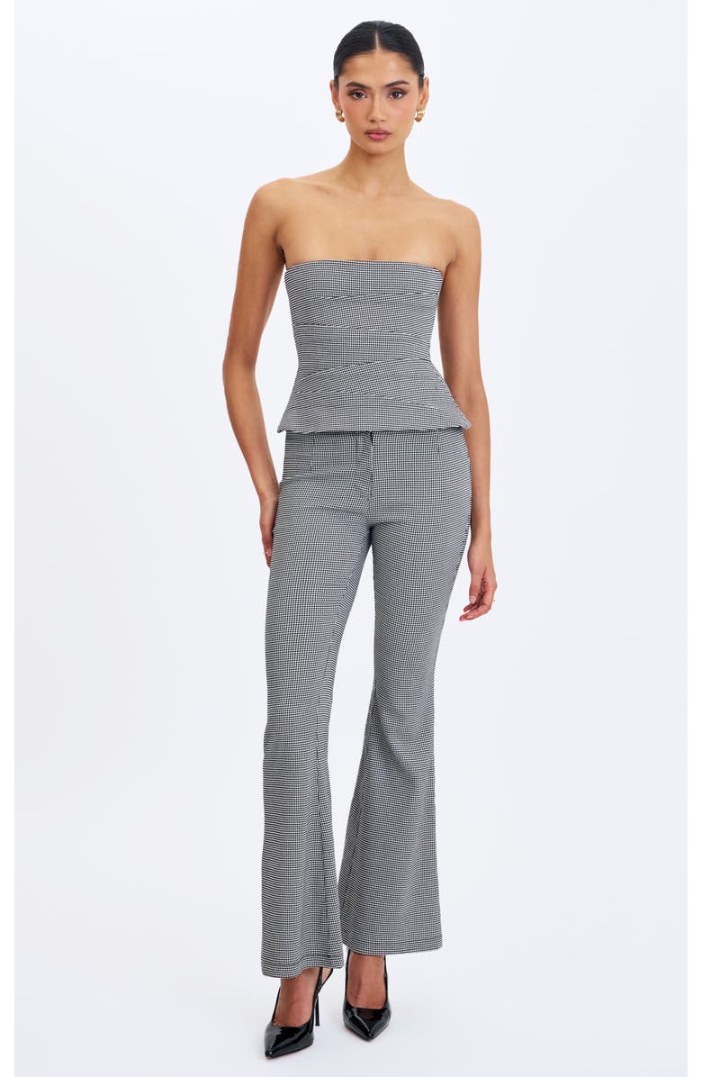 Miss Circle Ulli Micro-Houndstooth Flared Pants, Alternate, color, Hounstooth Grey