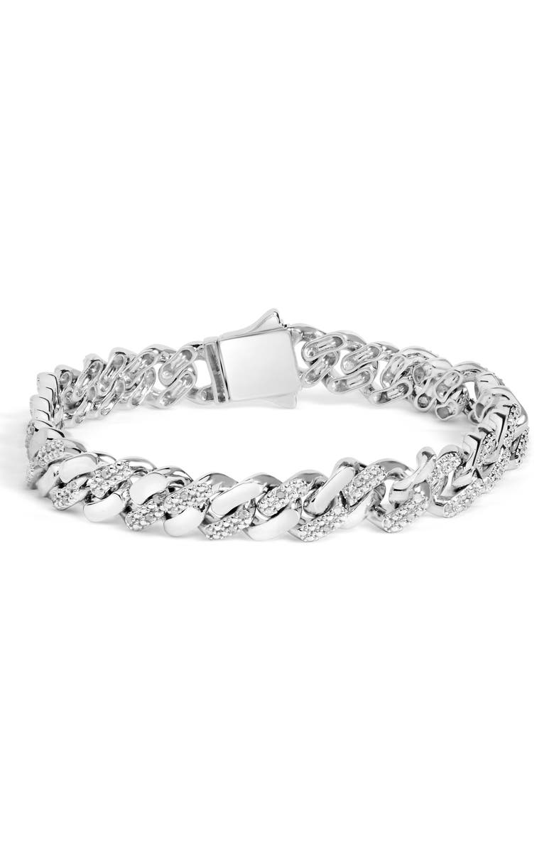 Haus of Brilliance Silver 1/2 Cttw Diamond Cuban Curb Chain Bracelet, Main, color, 