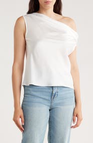 Renee C One-Shoulder Satin Tank