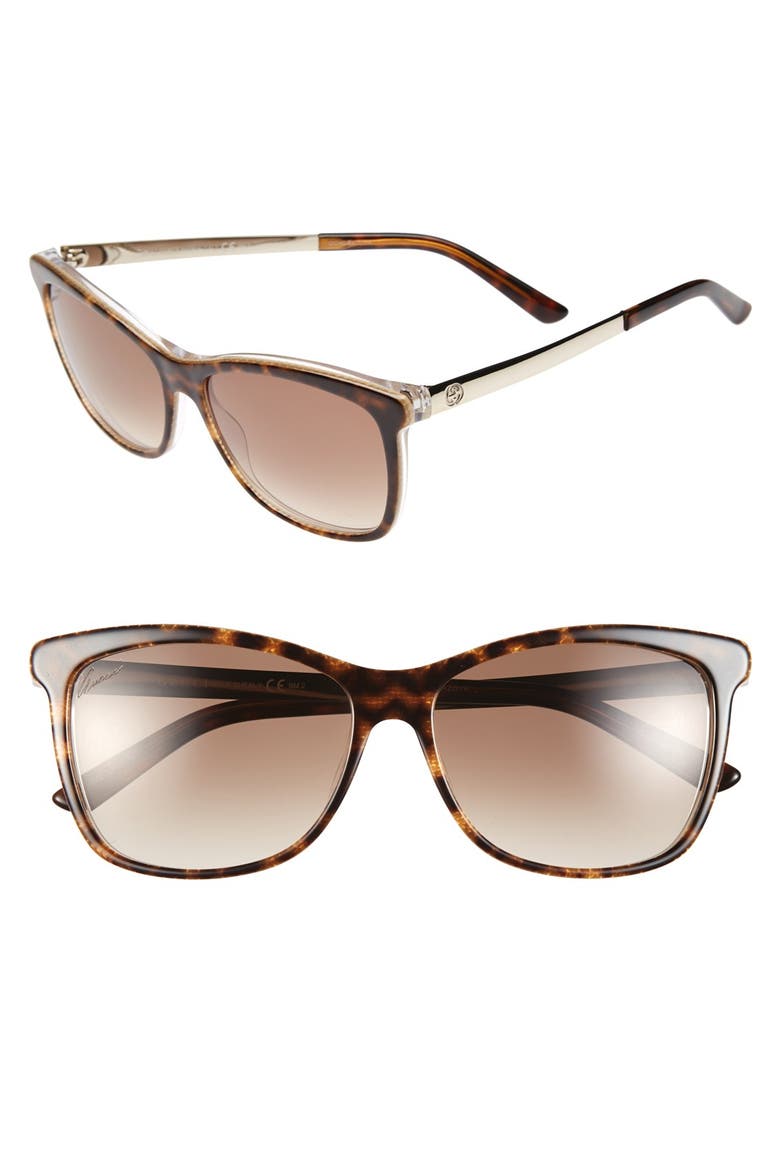 56mm Retro Sunglasses, Main, color, HAVANA EMBOSS