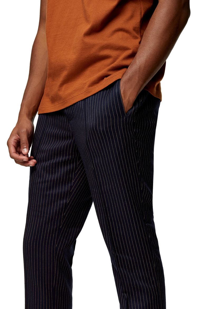 Peanut Pinstripe Jogger Pants, Alternate, color, NAVY BLUE