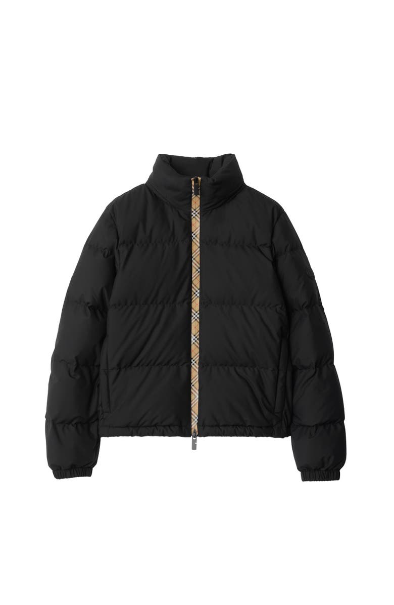 Burberry Checker-tape Ambleside Puffer Jacket, Alternate, color, Black