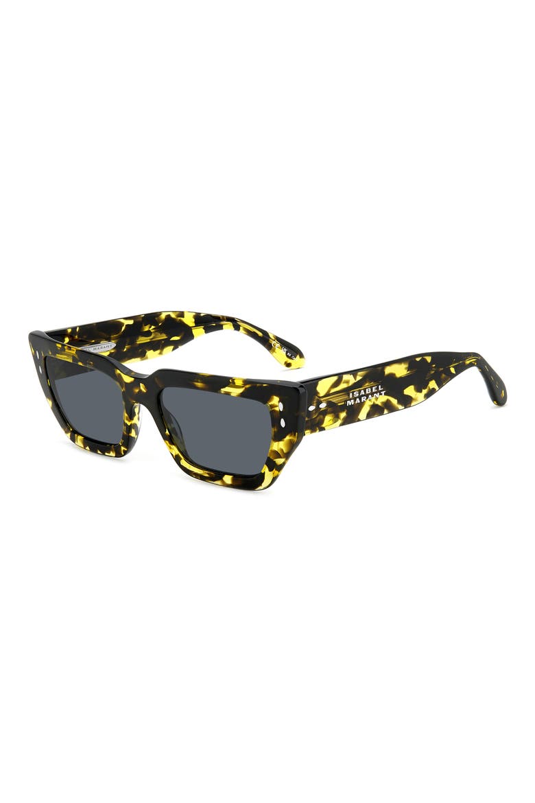 54mm Rectangular Sunglasses, Alternate, color, YELLOW HAVANA