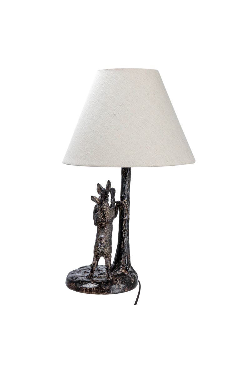 Bunny Rabbit Table Lamp with Linen Empire Shade, Brown and Natural, Alternate, color, Brown