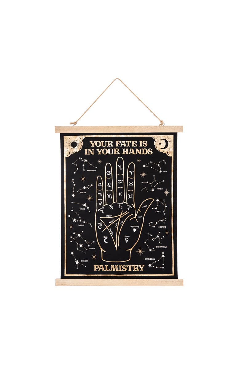 Gallerie II "Fate is in Your Hands" Palmistry Astrology Hand Chart Wall Hanging Art, Main, color, Black
