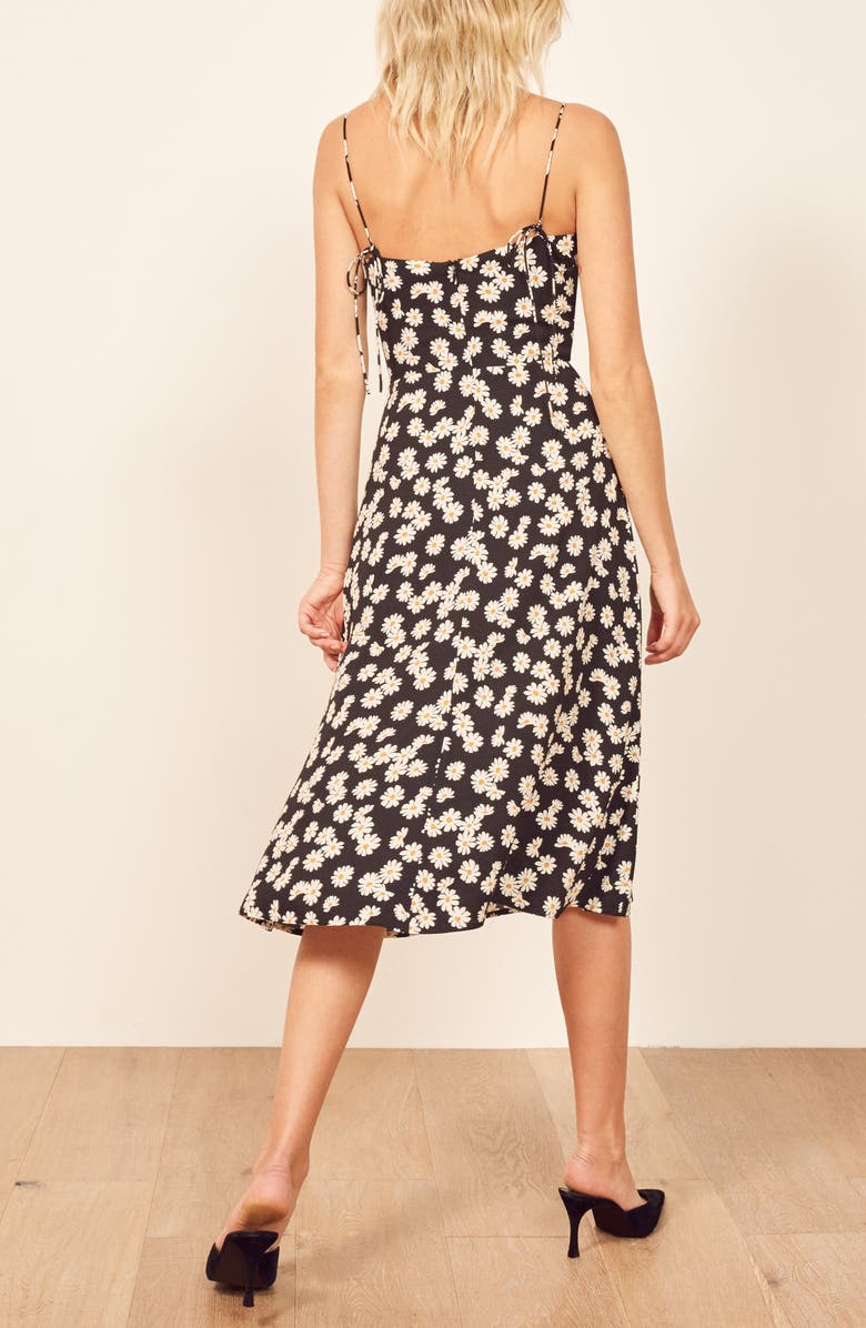 Reformation Peach Midi Dress, Alternate, color, 