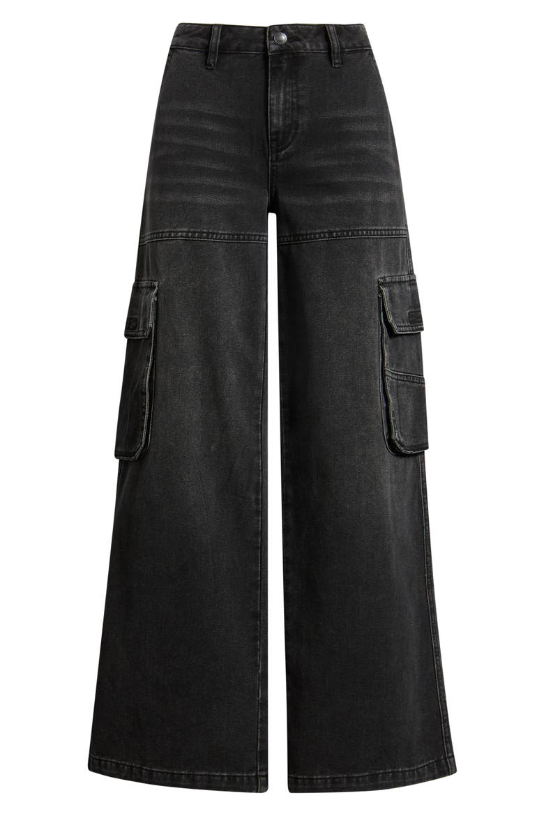 Low Rider Baggy Wide Leg Cargo Jeans, Alternate, color, BLACK WASH