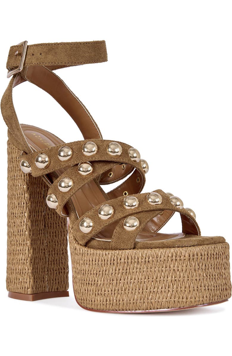 AZALEA WANG Yara Block Sandal, Alternate, color, Brown