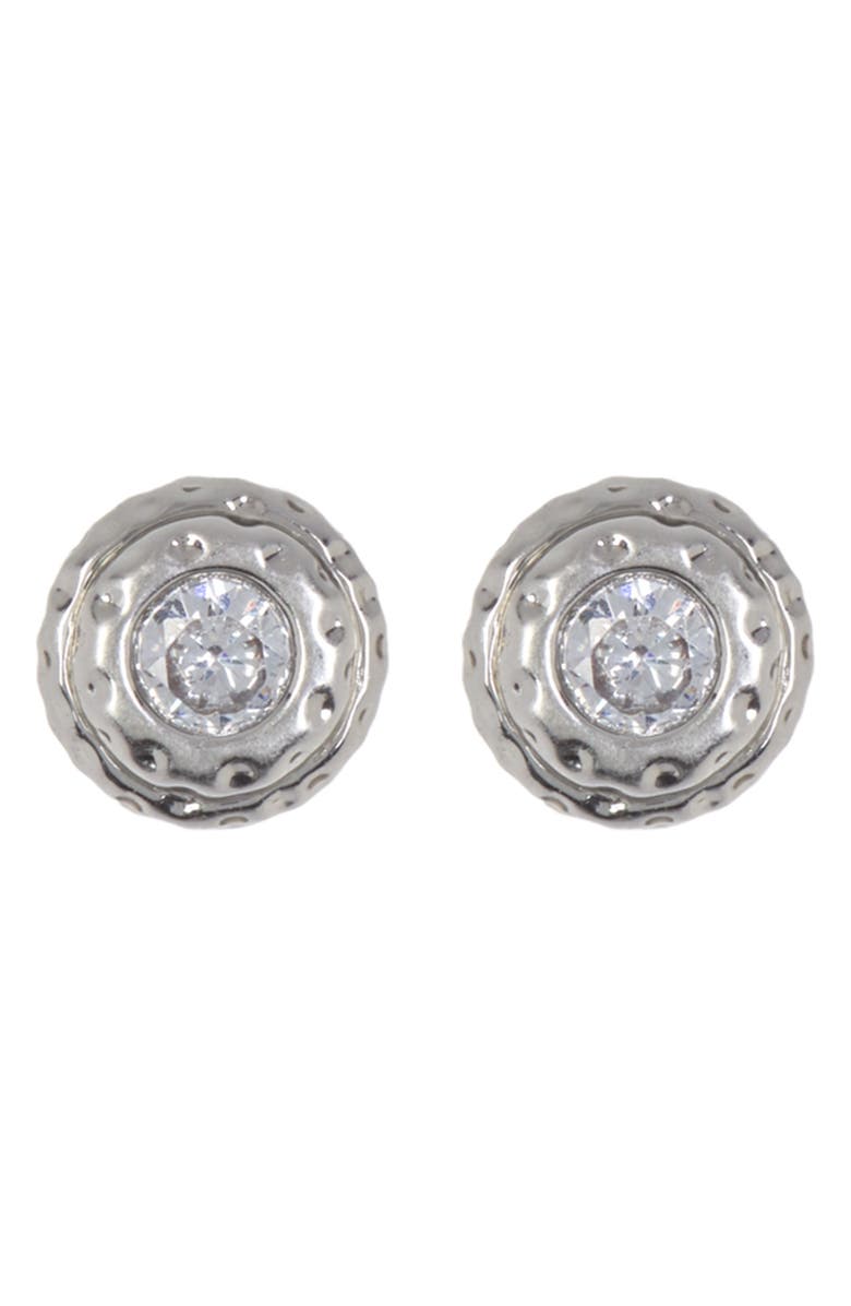 Kate Spade New York bezel cz hammered round stud earrings, Main, color,