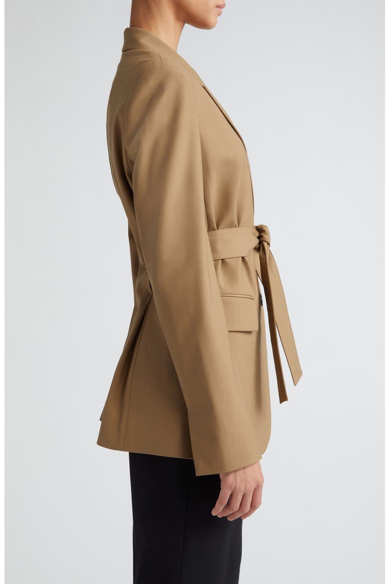 Belted Stretch Wool Blazer, Alternate, color, TOFFEE