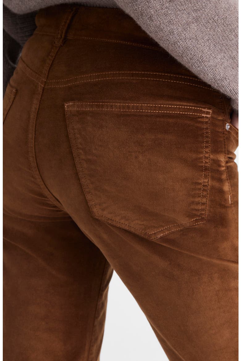 Longline Straight Leg Velvet Pants, Alternate, color, DARK PECAN