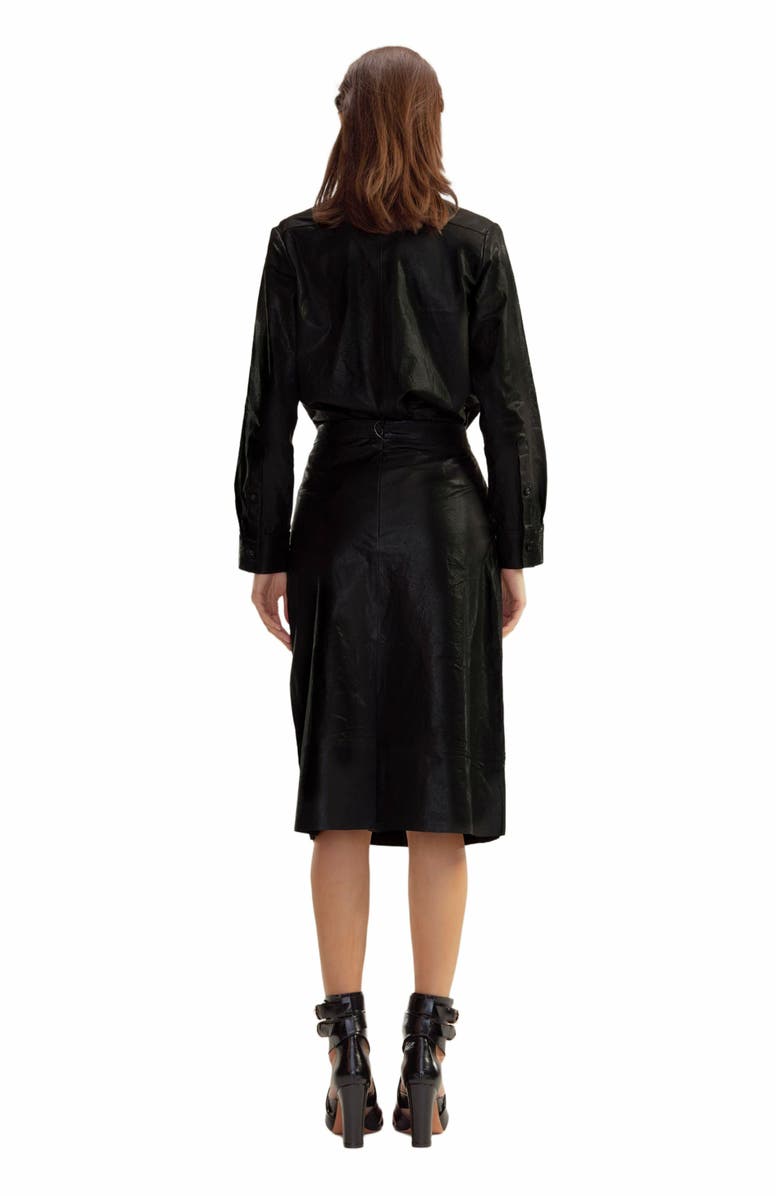 Cynthia Rowley Leather Button Up Shirt, Alternate, color, Black