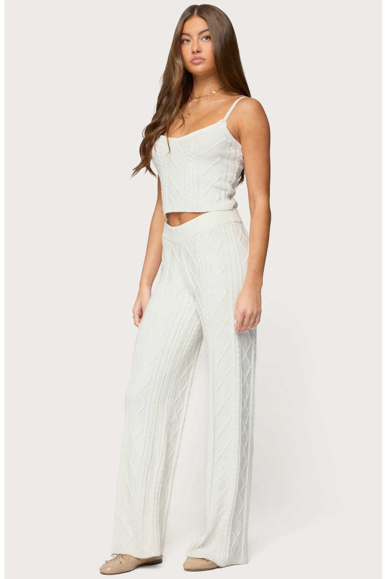Louise Cable Knit Straight Leg Pants, Alternate, color, WHITE