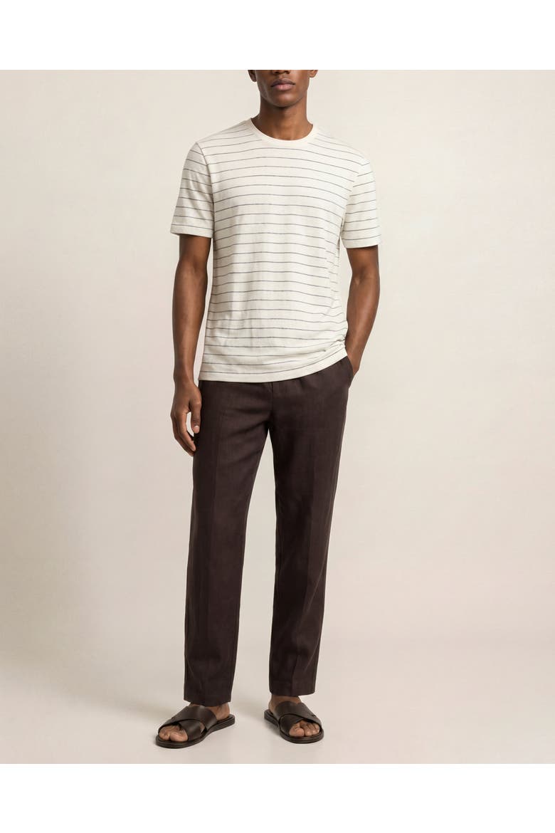 Fabbian Classic Fit Linen T-shirt, Main, color, WHITE SAND/NIGHT IRIS