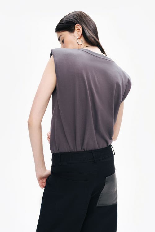 Shop Nocturne V-neck Padded T-shirt In Anthracite