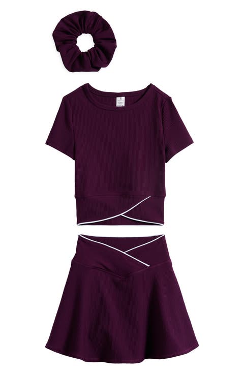 Kids' Ottoman Rib Top, Skirt & Scrunchie Set